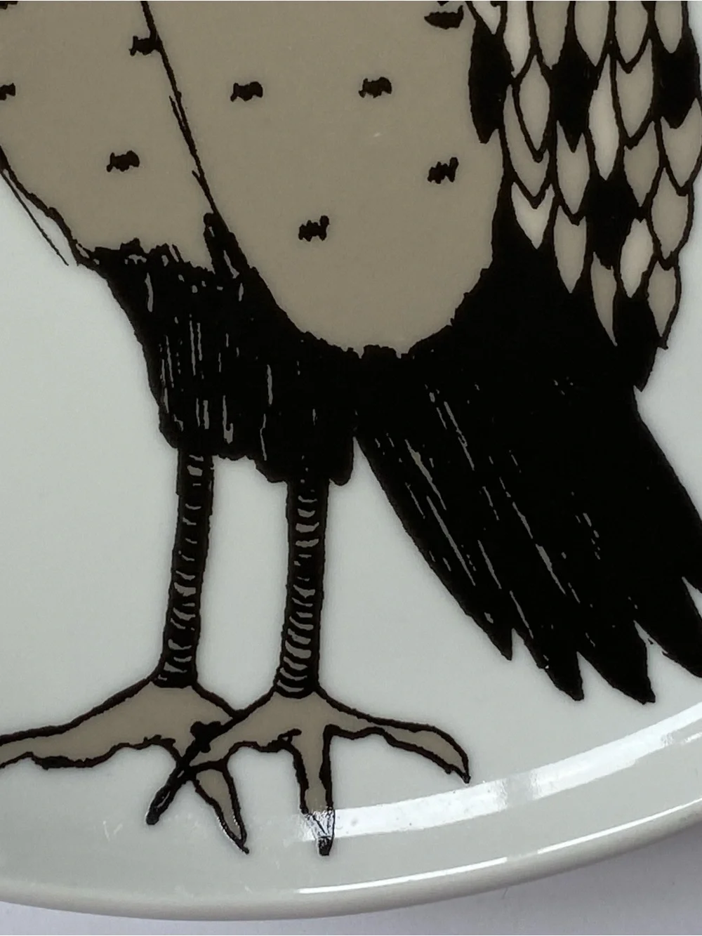 West Elm Owl Plate 8.5”Serving Art Drawing Display Bird Ceramic Birding EUC